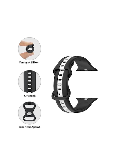 Kordon Dual Renkli Kopma Karşıtı Kordon Spor Rahatsız Etmeyen Watch Ultra 2/1 9 8 Se 7 6 5 4 3 2 1 İle Uyumlu Kordon Çok Renkli