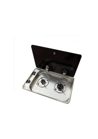 2 Gözlü Cam Kapaklı Ocak 53 X 32.5 X 10 Cm Üniversal Yatek Karava