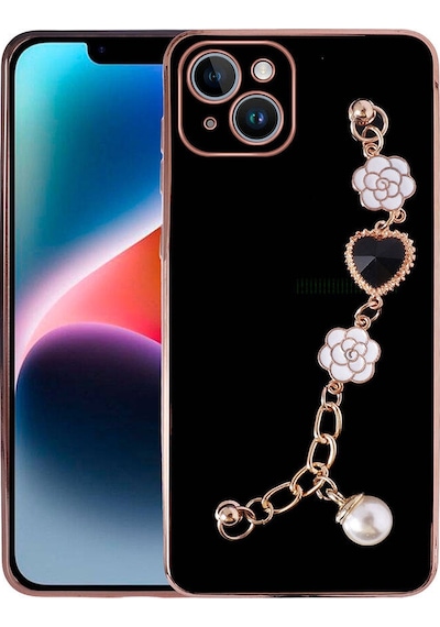 Kilifone - İphone 15 Uyumlu Kılıf El Tutamaçlı Kamera Korumalı Taka Silikon Kapak - Siyah - T30134