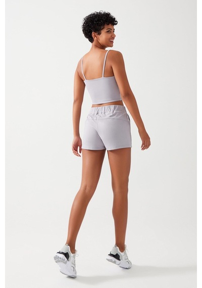 Los Ojos Kadın Gri Cepli Beli Lastikli Basic Fit Spor Şort Shorts Gri