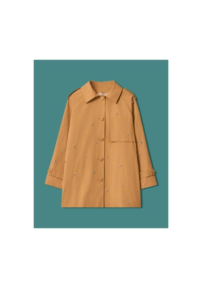 Seçil Taş İşlemeli Apolet Detaylı Trençkot Camel - 930295386 CAMEL