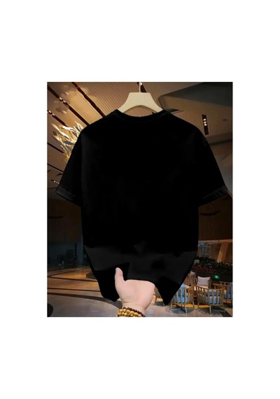 Medinenur Panda Baskılı Basic T-shirt Siyah