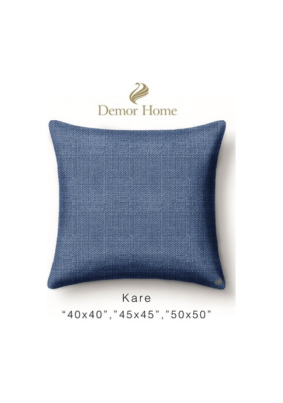 Br Demor Home Keten Dokulu İndigo Rengi Kırlent Yastık Kılıfı
