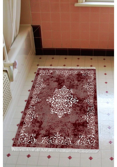Eko Trend Djt Banyo Paspası Yıkanabilir Kaymaz Taban 616 Klasik Bordo