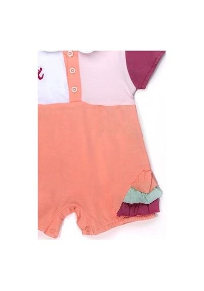 Chicsy Baby Kız Bebek Renkli Polo Yaka Tulum Yazlık Pamuk Bebek Tulum Şort Tulum Turuncu