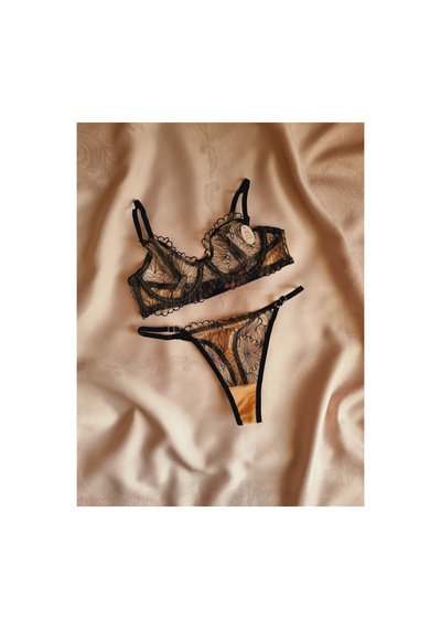 Demirsa Boutique Siyah Bralet Takım Sütyen&tanga Siyah, Bej