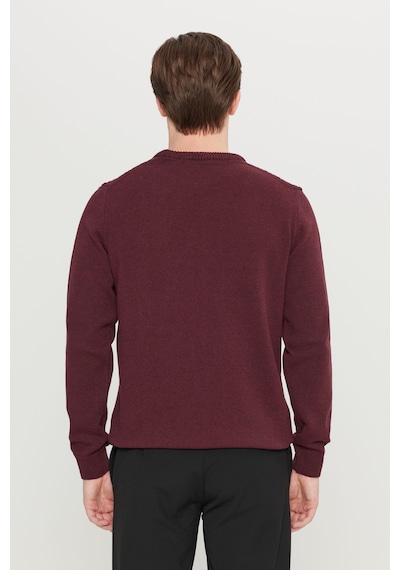 AC&Co / Altınyıldız Classics Erkek Bordo Pamuklu Standart Fit Normal Kesim Bisiklet Yaka Jakarlı Triko Kazak Bordo