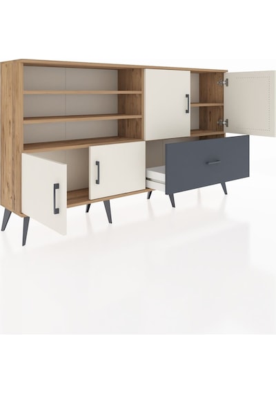 Arges Konsol 5 Raflı Tek Çekmeceli 4 Kapaklı 176x30x99 Çam-aytaşı Çam-aytaşı/antrasit Arges Konsol 5 Raflı Tek Çekmeceli 4 Kapaklı 176x30x99 Çam-aytaşı Çam-aytaşı/antrasit