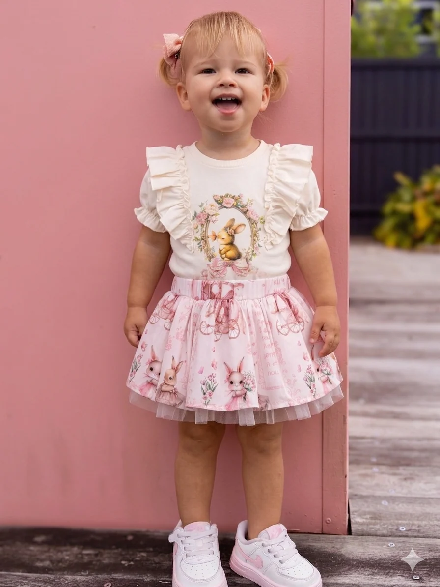 Momercy Pink Queen Kız Bebek Tişört Etek Elbise Pembe