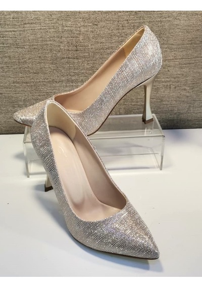 Pretty 9246 Kadın Simli 9 Cm Kadeh Ökçe Stiletto Altın