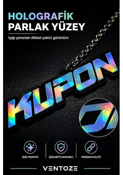 Araç Dikiz Aynası Süsü Holografik Tasarım Anahtarlık 10 Cm Kupon