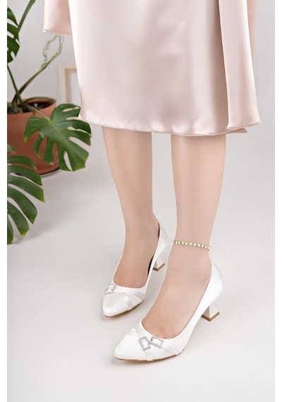 Nesilshoes Nesil Shoes Bln 830 Sedef Kumaş Topuklu Kadın Ayakkabı