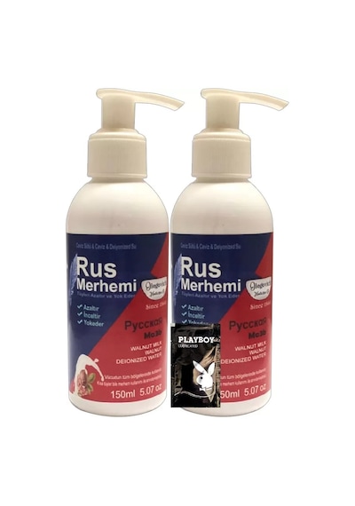 Hubrendy Sh Playboy Blue 2 Adet X 150 Ml Cevizli &amp Ceviz Sütlü Rus Merhemi Tüy Dökücü Krem + 1 A