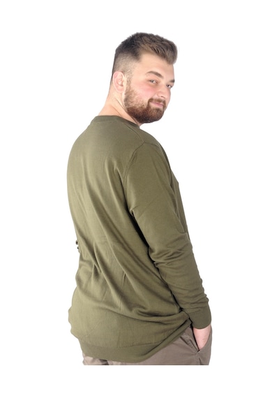 Mode Xl Büyük Beden Kazak Bisiklet Yaka 22207 Haki 001