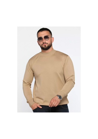 Slim Fit Yarım Balıkçı Yaka Triko Kazak Camel