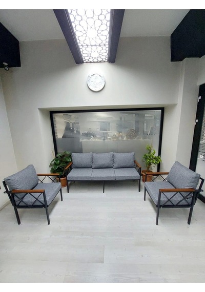 Safir Balkon-bahçe-kafe Çay Seti Koltuk Oturma Takımı-oturma Grubu Gri