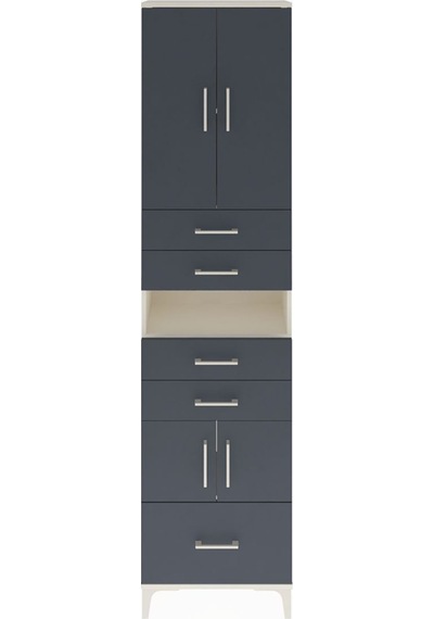 Arges Dolap 4 Raflı 5 Çekmeceli 4 Kapaklı 60x30x243 Aytaşı-antrasit Aytası