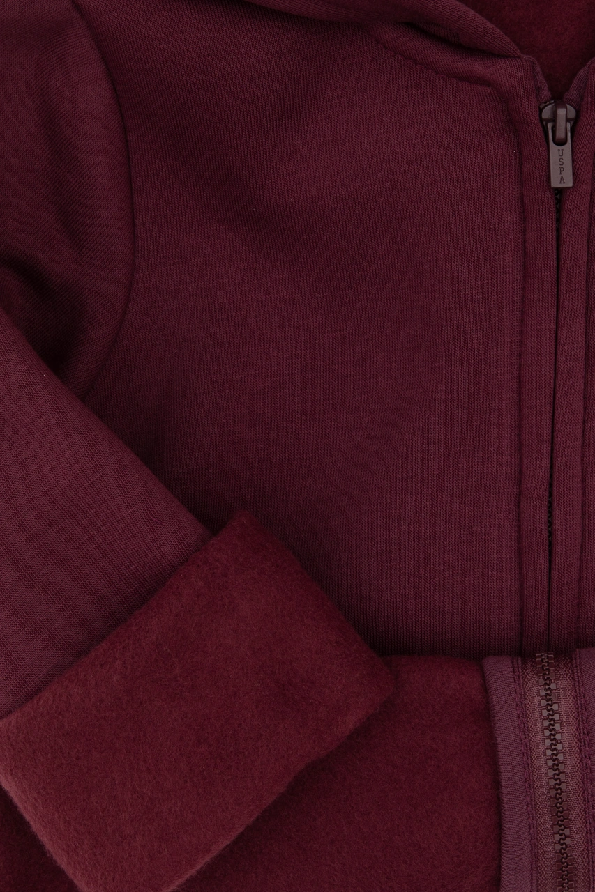 U.S. Polo Assn. Erkek Çocuk Bordo Fermuarlı Kapüşonlu Örme Hırka 50313852-VR177