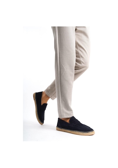 Mubiano Hakiki Deri Summer Erkek Jüt Taban Lacivert Süet Espadril & Loafer -mssr1274-lcv Lacivert