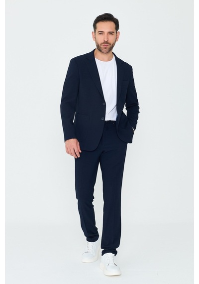 Lacivert Mono Yaka 6 Drop Regular Fit Jogger Takım Elbise Laci