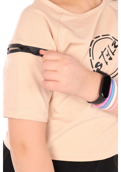 Toontoy Kids Toontoy Kız Çocuk Style Baskılı Eşofman Takım Bej