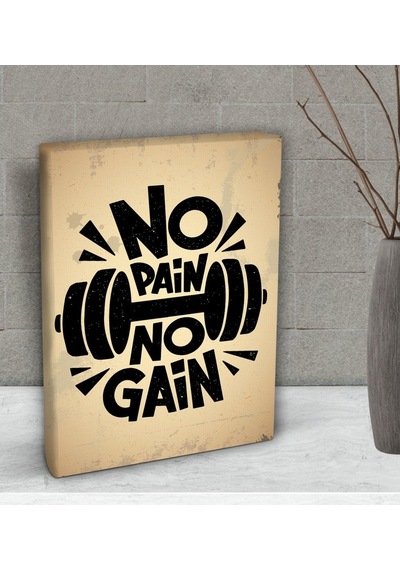 Bk Gift No Pain No Gain Tasarımlı Dekoratif Mini Kanvas Tablo 15X (506660958)