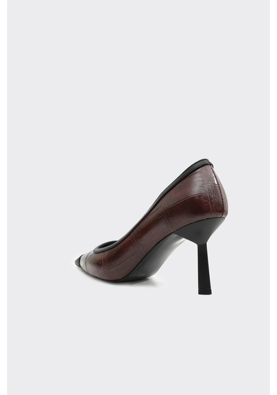 Derinet Alba Topuklu Stiletto Bordo Croco Bordo Croco