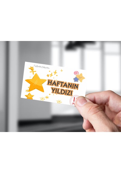 Haftanın Yıldızı Öğrenci Kartı 50 Adet 5x8 Cm