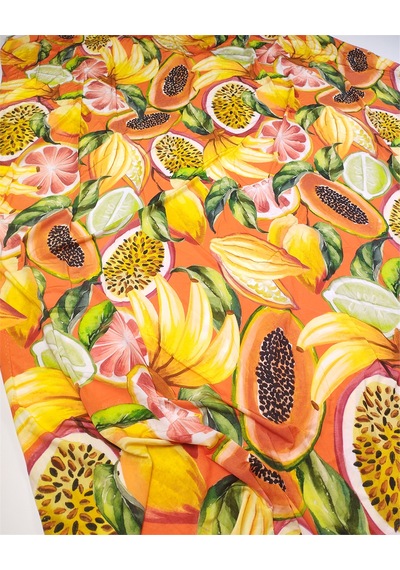 %85 Rayon %15 Elastan İnce Esnek Sandy Benzeri Jarse Turuncu Üzeri Meyve Desenli Kumaş Elbiselik & Bluzluk 130x240cm-12573 %85 Rayon %15 Elastan İnce Esnek Sandy Benzeri Jarse Turuncu Üzeri Meyve Desenli Kumaş Elbiselik & Bluzluk 130x240cm-12573