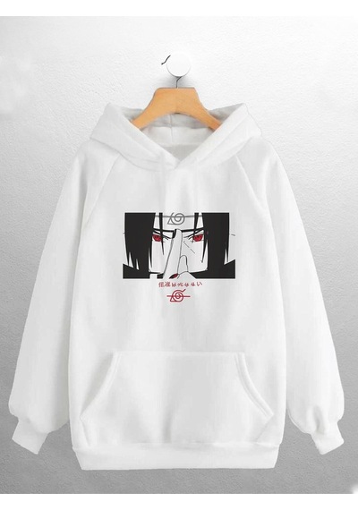 Macklin Unisex Kadın Erkek Uchiha Itachı Anime Karakter Baskılı Sweatshirt Beyaz Mck0907 Beyaz