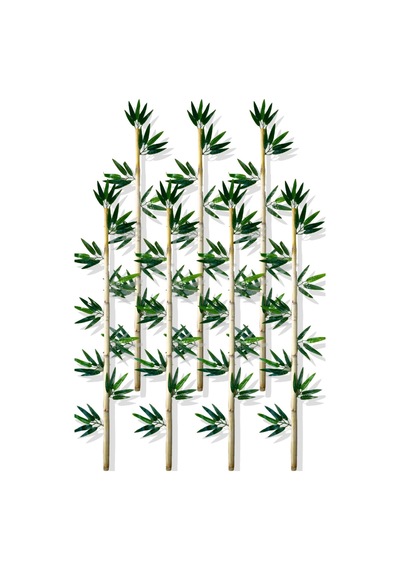Cihan Çiçekçilik Yapay Yapraklı Dekoratif Bambu Çubuğu 120 Cm 7 Adet Islak Doku Çok Renkli