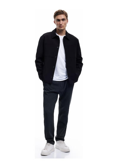 Koton Pileli Dokulu Cepli Slim Fit Pantolon Antrasit 7wam40004hk