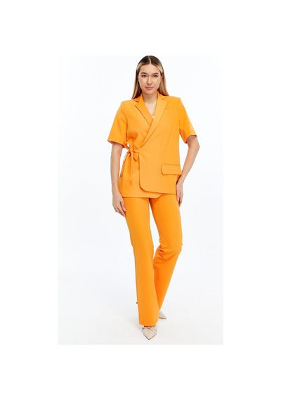 Selectmoda Kadın Yandan Bağlamalı Kısa Kollu Ceket Turuncu