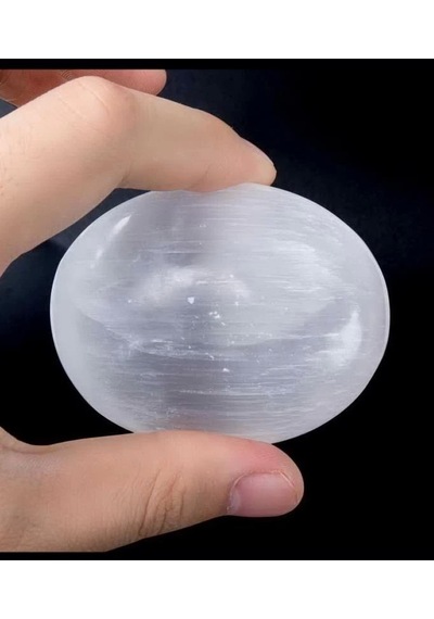 Beyaz Selenit Masaj Terapi Taşı - Oval