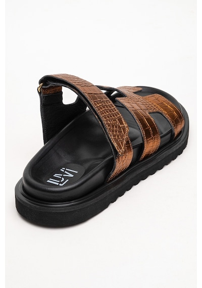 Luvishoes Luvi Shoes Loana Bakır Baskı Hakiki Deri Kadın Terlik Bakır