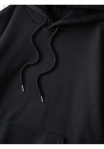 Startmore . Essnce Butterfly Print Kangaroo Pocket Drawstring Lined Hoodie Siyah Siyah