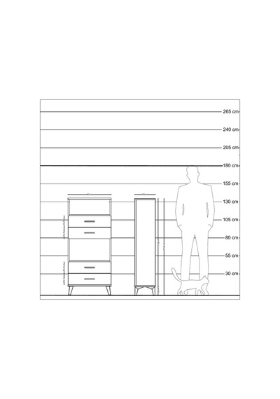 Arges Dolap 2 Raflı 4 Çekmeceli 60x30x134 Aytaşı-çam Aytaşı