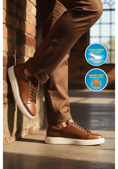 Ayakmod Premium Premium Taba Hakiki Deri Erkek Casual Ayakkabı 2689 M