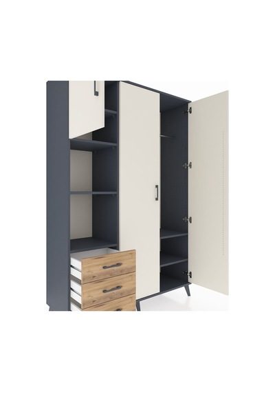 Hyperion Dolap 6 Raflı 3 Çekmeceli Tek Askılı 132x44x195 Antrasit-aytaşı/çam Aytası/atlas Çam Hyperion Dolap 6 Raflı 3 Çekmeceli Tek Askılı 132x44x195 Antrasit-aytaşı/çam Aytası/atlas Çam