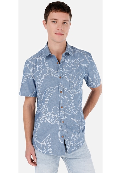 Colin's Colins Normal Kesim Shirt Yaka Cepsiz Mavi Erkek Kısa Kol Gömlek Cl1067589 Cl1067589 Q1.v1 Inv İndigo