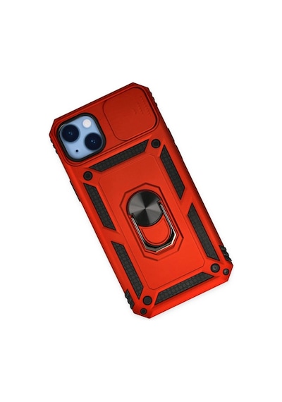 Apple iPhone  Uyumlu  14 Plus Kılıf Pars Lens Yüzüklü Silikon - Kırmızı Çok Renkli