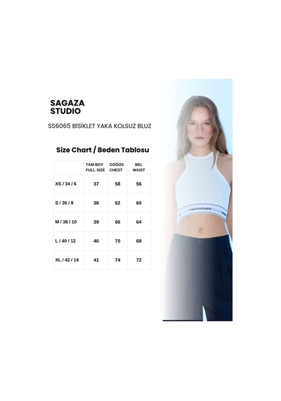 Sagaza Studio Ss6065 Bisiklet Yaka Bluz Ekru