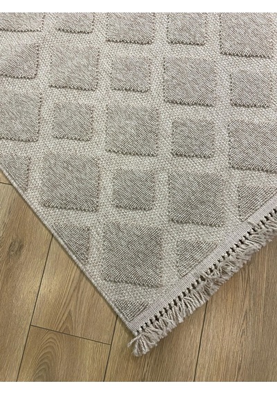 Çam Halı Enti Halı Togo 7506 Bej Geometrik Desenli Makine Halısı