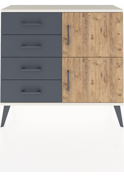 Arges Şifonyer Tek Raflı 4 Çekmeceli 2 Kapaklı 88x30x80 Aytaşı-çam/antrasit Çam/antrasit Arges Şifonyer Tek Raflı 4 Çekmeceli 2 Kapaklı 88x30x80 Aytaşı-çam/antrasit Çam/antrasit