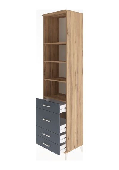 Hyperion Dolap 4 Raflı 4 Çekmeceli 60x44x243 Çam-antrasit Çam Hyperion Dolap 4 Raflı 4 Çekmeceli 60x44x243 Çam-antrasit Çam