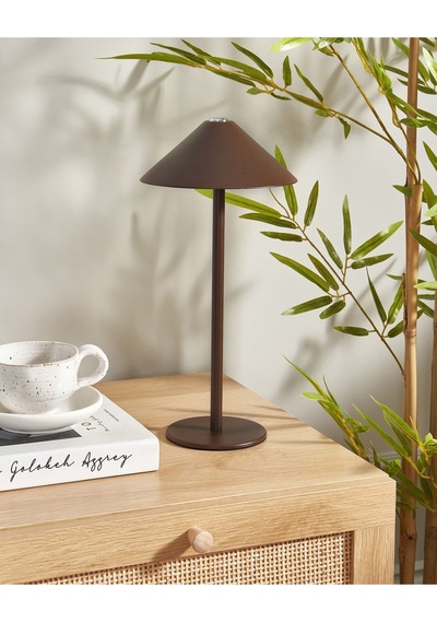 Beliani Kahverengi Kablosuz Led Masa Lambası, Dimmerli, Usb Şarjlı Ve Modern Tasarım Lambader Diğer
