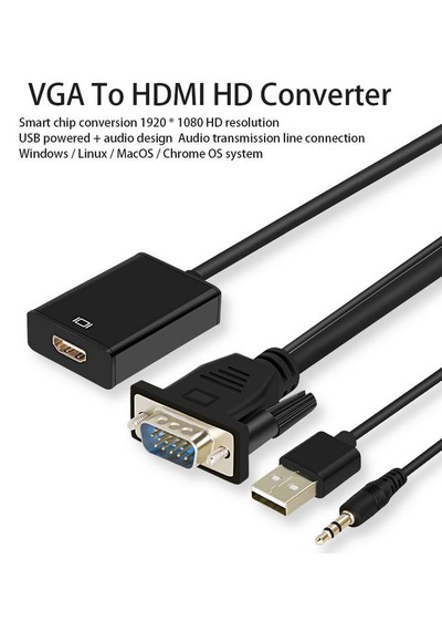 310 Vga To Hdmi Çevirici Dönüştürücü Adaptör Kablosu