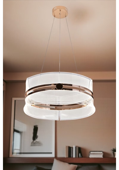 3 Renk Işıklı Modern Sarkıt Led Avize Salon,oda ,mutfak Yelken 55 Cm Gold