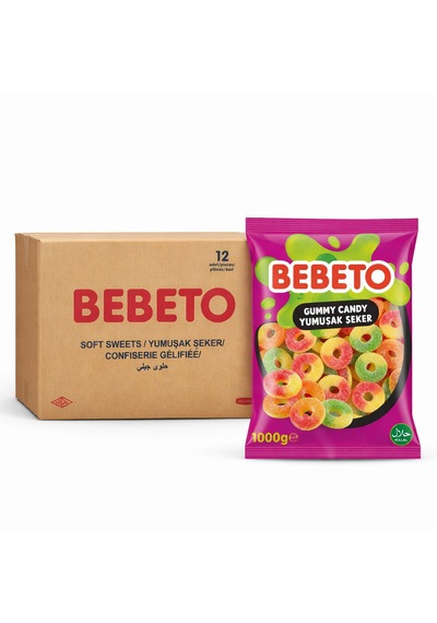 Jelibon 12 Li Paket Meyve Aromalı 1 Kg Şeftali Halka