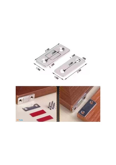 Zhltools 2 Çift Çok Amaçlı Kapı Kapak Dolap Çekmece Mobilya Durdurucu Kapatıcı Mıknatıslar Gümüş